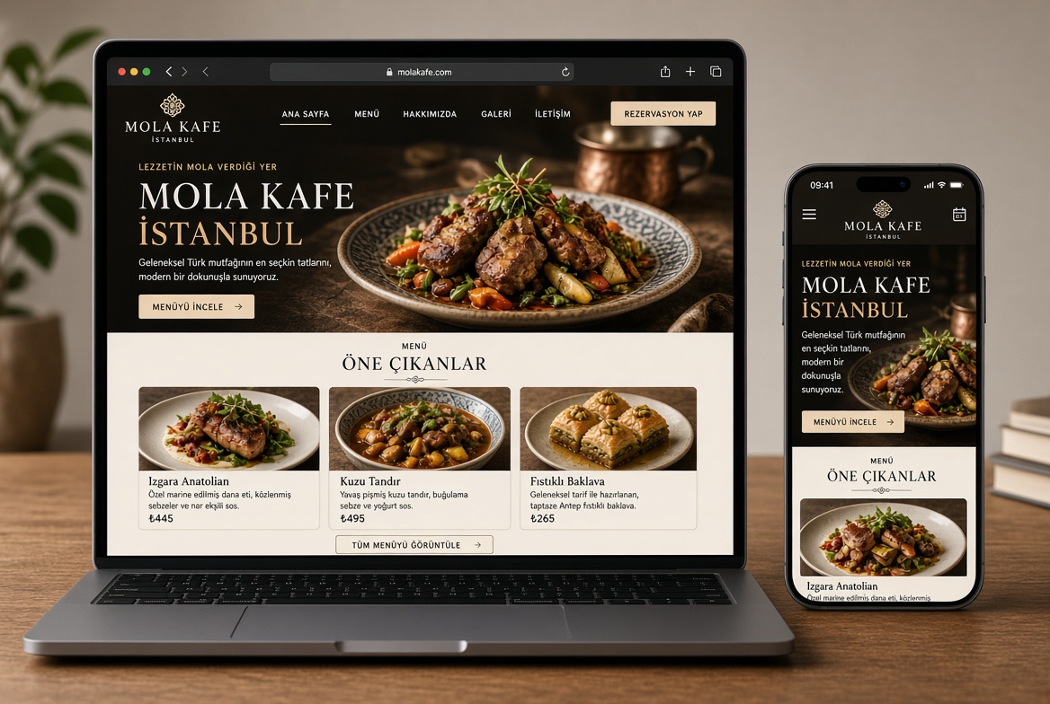 Restoran web sitesi tasarım örneği